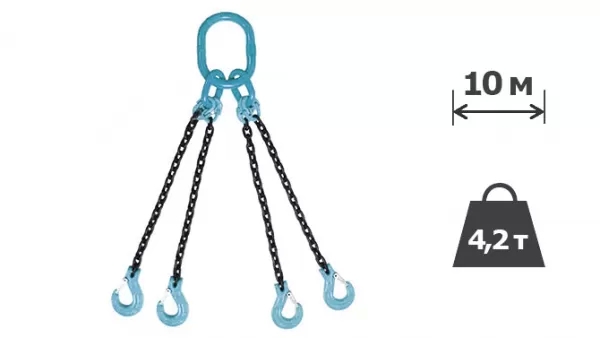 4,25т х 10м Строп ланцюговий чотирьохгілковий