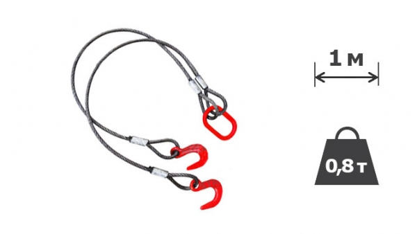 0,8т х 1м Строп канатний двогілковий
